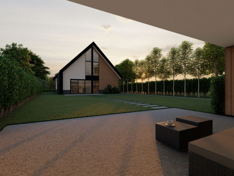 Studio voor Bouwkunst - moderne woning met met stuc, hout, steen - Broeklanden, Nieuwveense Landen, Meppel