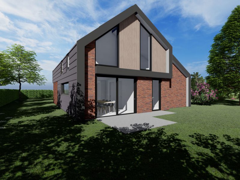Studio voor Bouwkunst - moderne levensloop bestendige schuurwoning met dakpangevel, rood baksteen - Bontebok, Heerenveen